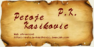 Petoje Kašiković vizit kartica